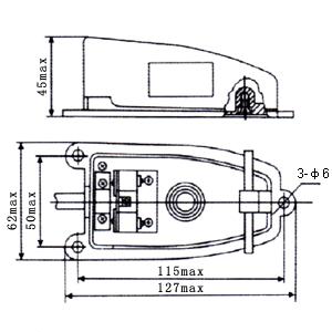 EKW-5A-B腳踏開關安裝尺寸 EKW-5A-B腳踏開關安裝尺寸